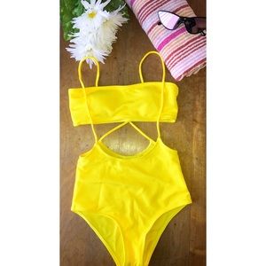 Bright yellow bathing suit